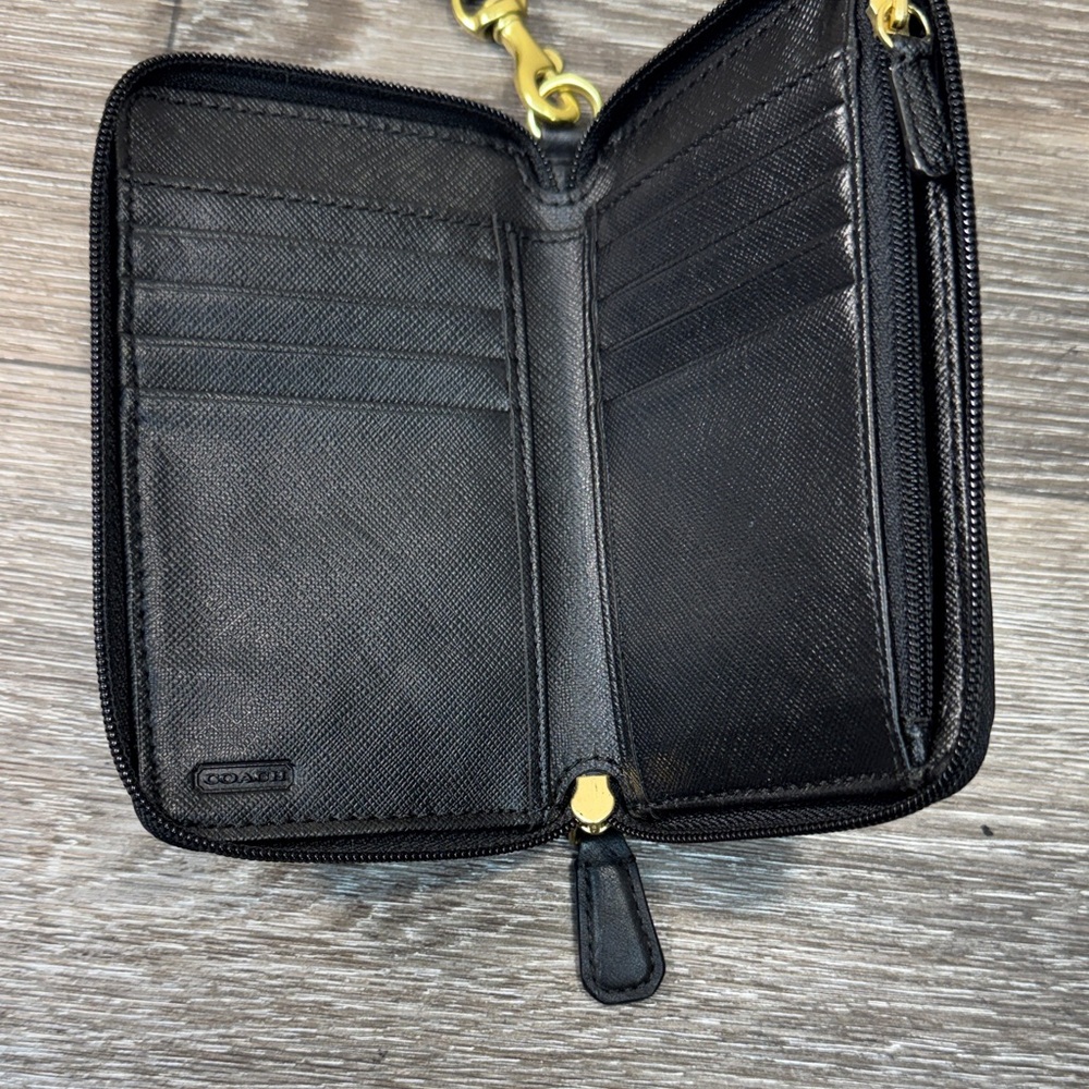 Coach Black leather Wristlet with Gold Accent - Picture 7 of 11
